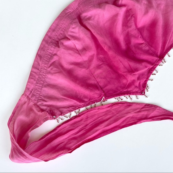 Le Chateu Tie-up Beaded Bandeau Crop Top - Picture 14 of 17